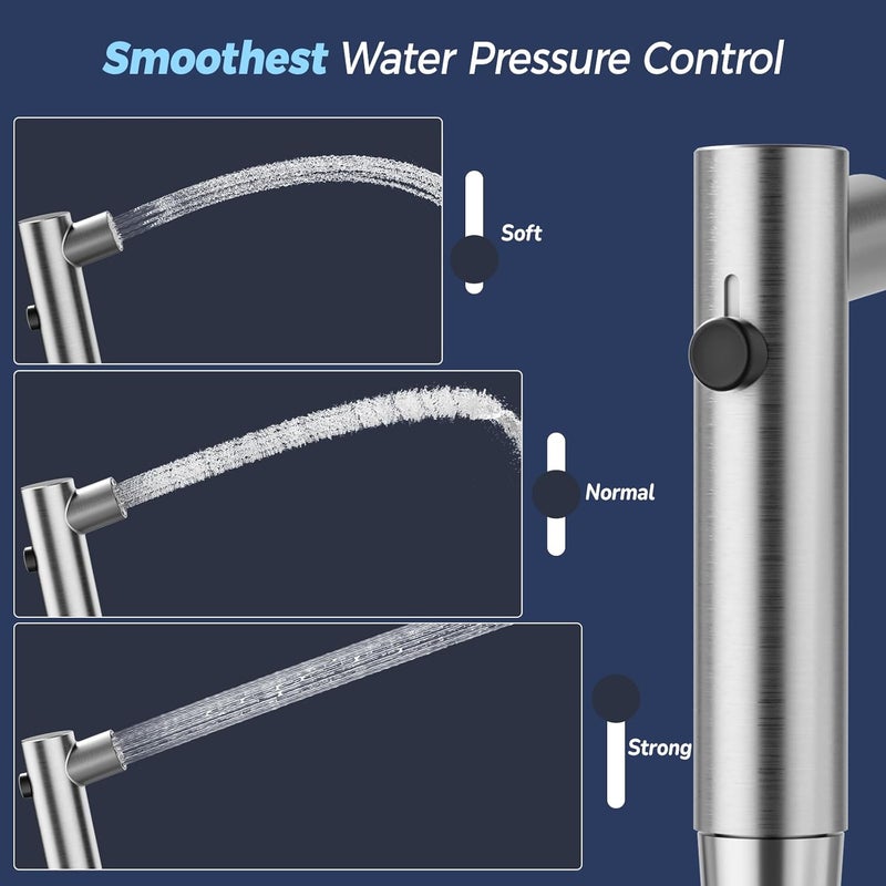 BIGCOW Stainless Steel Handheld Bidet Sprayer for Toilet, Stepless Water Pressure Control, Gentle Toilet Jet Spray with Leak-Proof Bidet Hose, Ideal for Feminine Hygiene, Cloth Diaper, Pet Cleaning - Image 2